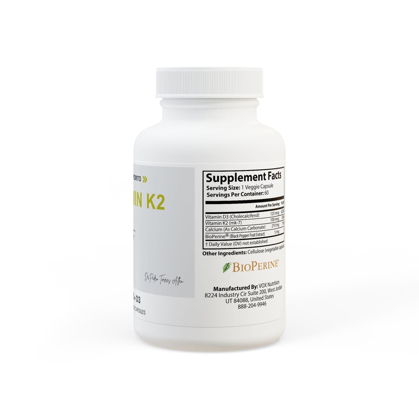 Vitamin K2 + D3 Supplement (60 Capsules)